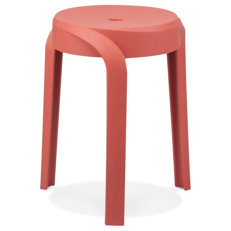 Tabouret bas empilable POMPA en matière plastique rouge