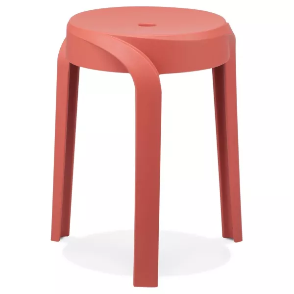 Tabouret bas empilable POMPA en matière plastique rouge