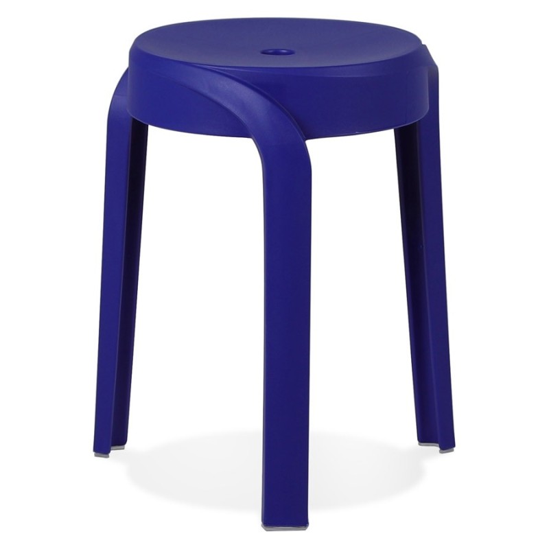 Tabouret bas empilable POMPA en matière plastique bleu foncé