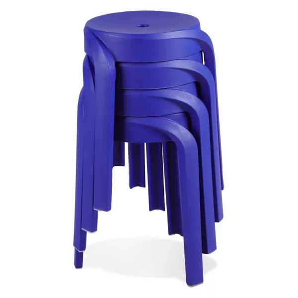 Tabouret bas empilable POMPA en matière plastique bleu foncé