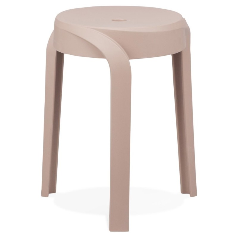 Tabouret bas empilable POMPA en matière plastique beige