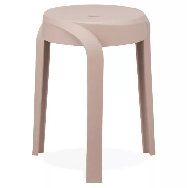 Tabouret bas empilable POMPA en matière plastique beige