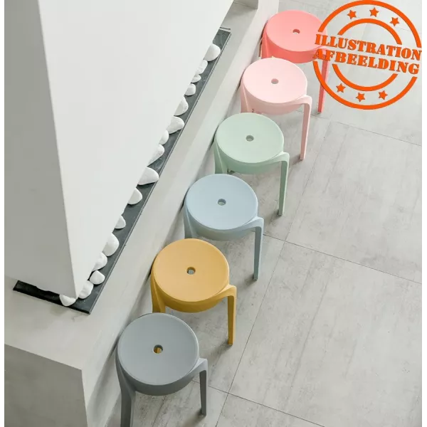 Tabouret bas empilable POMPA en matière plastique beige