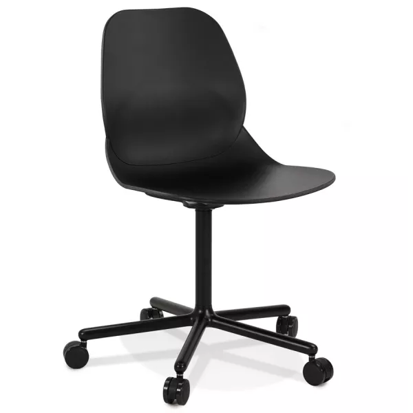 Chaise de bureau moderne MAGELLAN noire sur roulettes