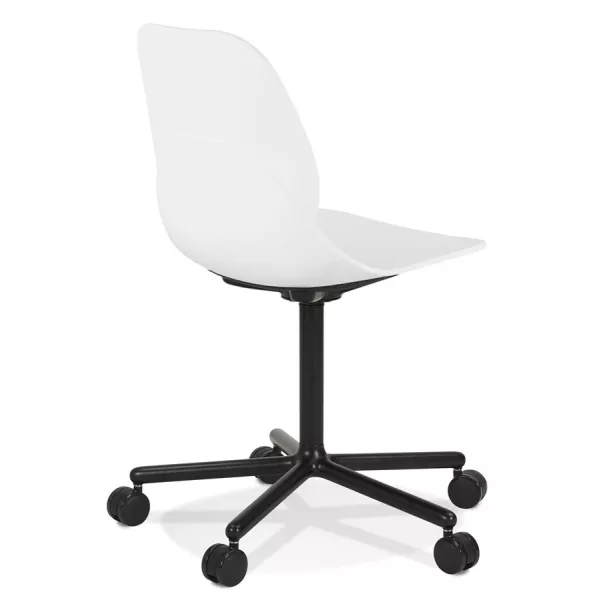 Chaise de bureau moderne MAGELLAN blanche sur roulettes