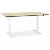 Bureau assis-debout électrique BIONIK plateau bois finition naturelle et pied métal blanc - 150x70 cm