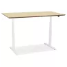 Bureau assis-debout électrique BIONIK plateau bois finition naturelle et pied métal blanc - 150x70 cm