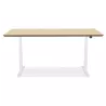 Bureau assis-debout électrique BIONIK plateau bois finition naturelle et pied métal blanc - 150x70 cm