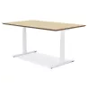 Bureau assis-debout électrique BIONIK plateau bois finition naturelle et pied métal blanc - 150x70 cm