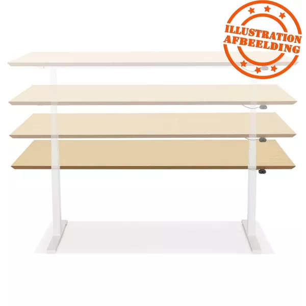 Bureau assis-debout électrique BIONIK plateau bois finition Noyer et pied métal blanc - 150x70 cm