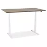 Bureau assis-debout électrique BIONIK plateau bois finition Noyer et pied métal blanc - 150x70 cm