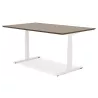 Bureau assis-debout électrique BIONIK plateau bois finition Noyer et pied métal blanc - 150x70 cm