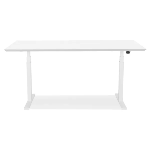 Bureau assis-debout électrique BIONIK plateau bois et métal blanc - 150x70 cm