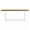 Bureau assis-debout électrique BIONIK plateau bois finition naturelle et pied métal blanc - 180x90 cm