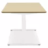 Bureau assis-debout électrique BIONIK plateau bois finition naturelle et pied métal blanc - 180x90 cm