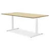 Bureau assis-debout électrique BIONIK plateau bois finition naturelle et pied métal blanc - 180x90 cm