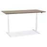 Bureau assis-debout électrique BIONIK plateau bois finition Noyer et pied métal blanc - 180x90 cm