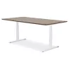 Bureau assis-debout électrique BIONIK plateau bois finition Noyer et pied métal blanc - 180x90 cm