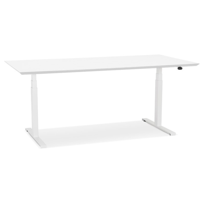 Bureau assis-debout électrique BIONIK plateau bois et métal blanc - 180x90 cm