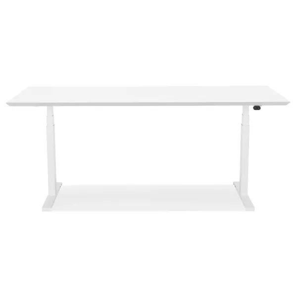 Bureau assis-debout électrique BIONIK plateau bois et métal blanc - 180x90 cm