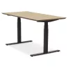 Bureau assis-debout électrique BIONIK plateau bois finition naturelle et pied métal noir - 150x70 cm