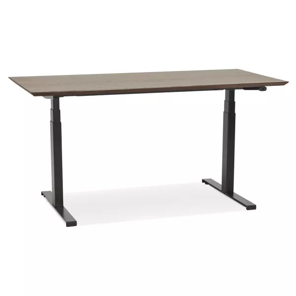 Bureau assis-debout électrique BIONIK plateau bois finition Noyer et pied métal noir - 150x70 cm