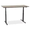 Bureau assis-debout électrique BIONIK plateau bois finition Noyer et pied métal noir - 150x70 cm