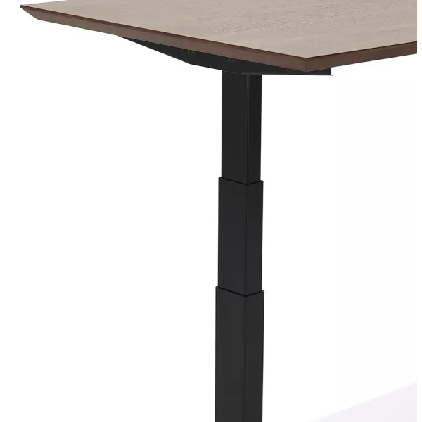 Bureau assis-debout électrique BIONIK plateau bois finition Noyer et pied métal noir - 150x70 cm