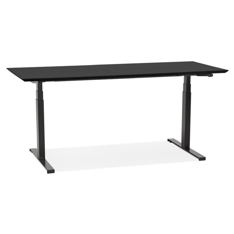 Bureau assis-debout électrique BIONIK plateau bois et métal noir - 180x90 cm