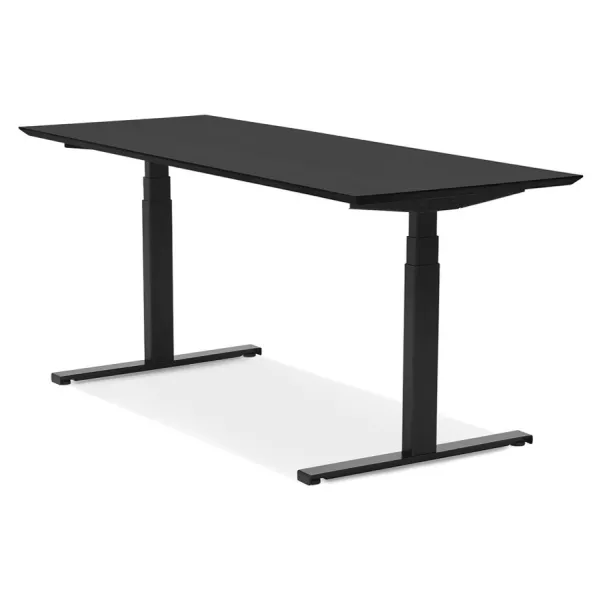 Bureau assis-debout électrique BIONIK plateau bois et métal noir - 180x90 cm