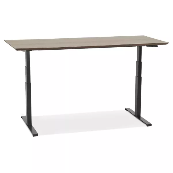 Bureau assis-debout électrique BIONIK plateau bois finition Noyer et pied métal noir - 180x90 cm