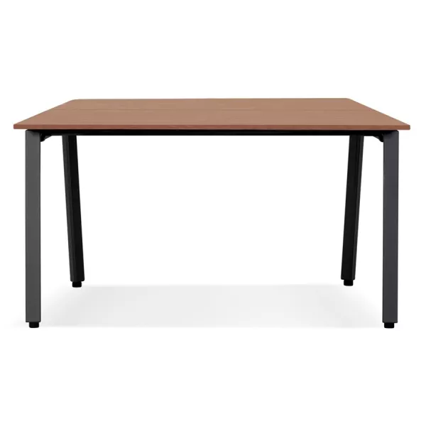 Table de réunion-bureau bench AMADEUS SQUARE bois finition Noyer et métal noir - 140x140 cm