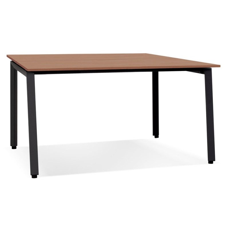 Table de réunion-bureau bench AMADEUS SQUARE bois finition Noyer et métal noir -160x160 cm