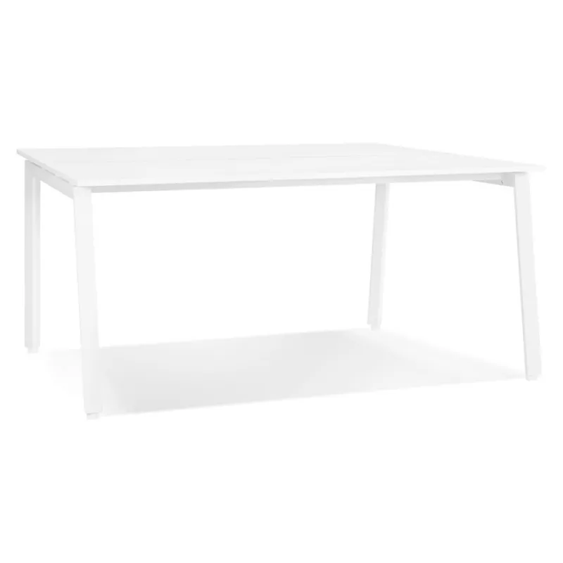 Table de réunion-bureau bench AMADEUS SQUARE blanc - 140x140 cm