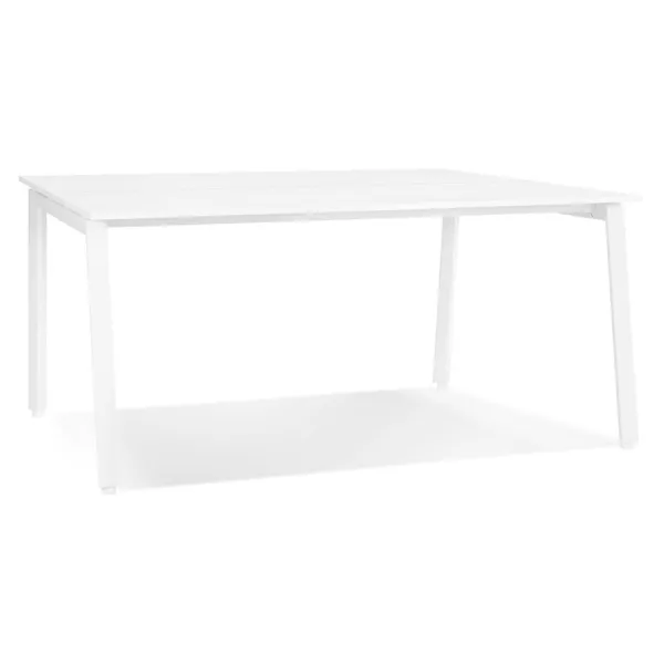 Table de réunion-bureau bench AMADEUS SQUARE blanc - 140x140 cm