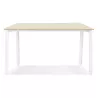 Table de réunion-bureau bench AMADEUS SQUARE bois finition naturelle et métal blanc - 140x140 cm