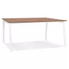 Table de réunion-bureau bench AMADEUS SQUARE bois finition Noyer et métal blanc - 140x140 cm