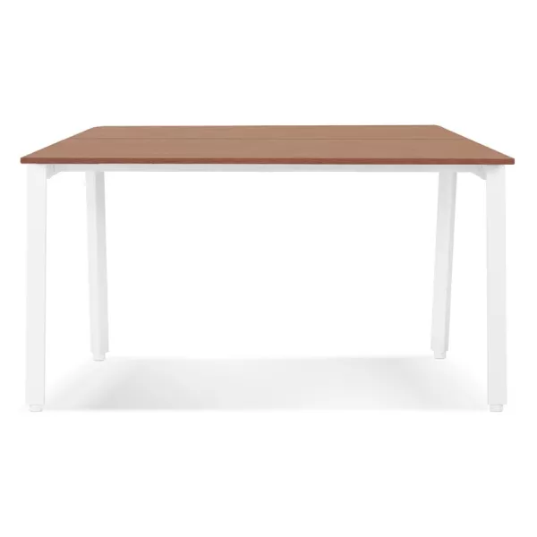 Table de réunion-bureau bench AMADEUS SQUARE bois finition Noyer et métal blanc - 140x140 cm