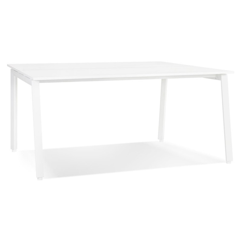 Table de réunion-bureau bench AMADEUS SQUARE blanc - 160x160 cm