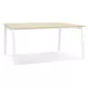 Table de réunion-bureau bench AMADEUS SQUARE bois finition naturelle et métal blanc - 160x160 cm