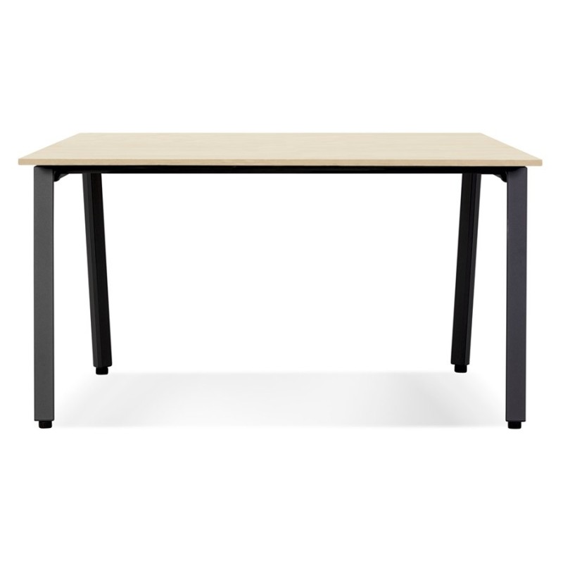 Bureau droit design AMADEUS bois finition naturelle et métal noir - 160x80 cm