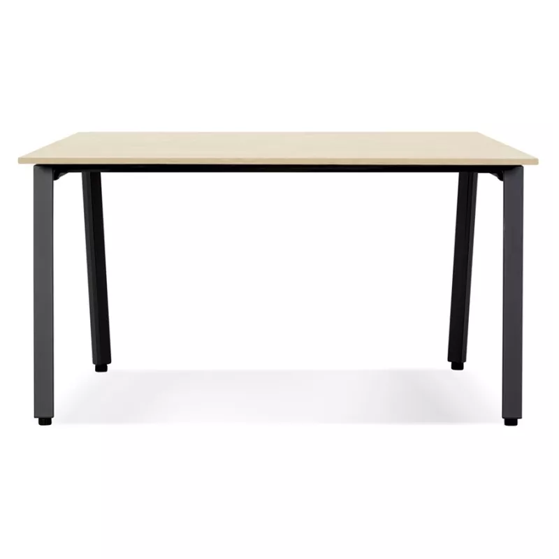 Bureau droit design AMADEUS bois finition naturelle et métal noir - 160x80 cm