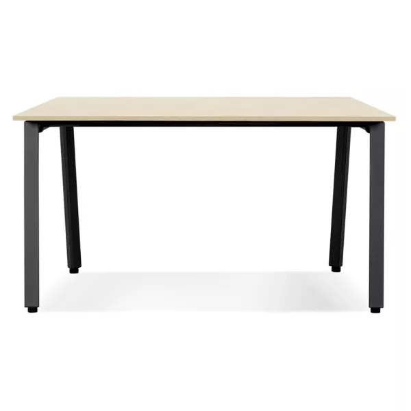 Bureau droit design AMADEUS bois finition naturelle et métal noir - 160x80 cm