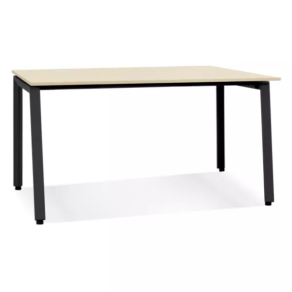 Bureau droit design AMADEUS bois finition naturelle et métal noir - 160x80 cm