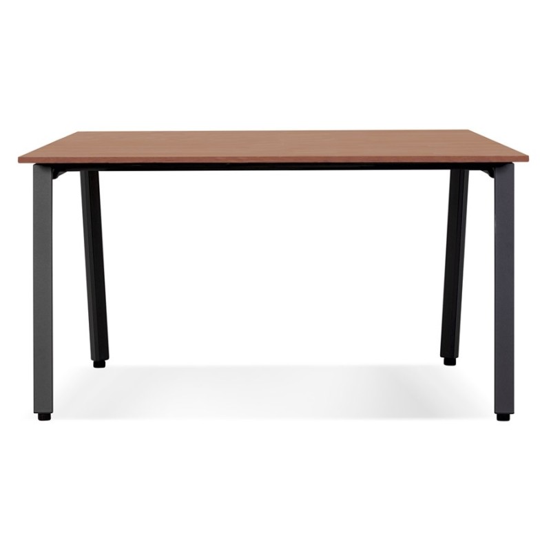 Bureau droit design AMADEUS bois finition Noyer et métal noir - 160x80 cm