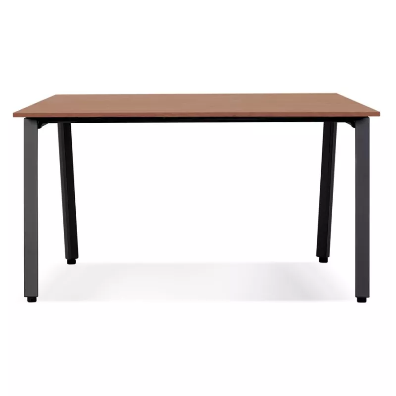 Bureau droit design AMADEUS bois finition Noyer et métal noir - 160x80 cm