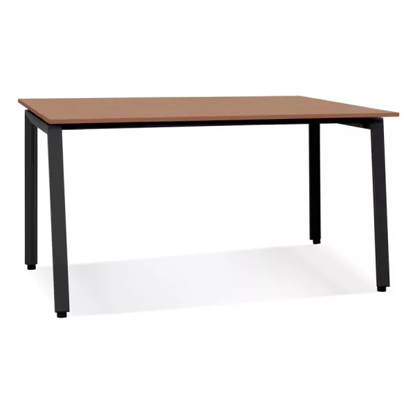 Bureau droit design AMADEUS bois finition Noyer et métal noir - 160x80 cm