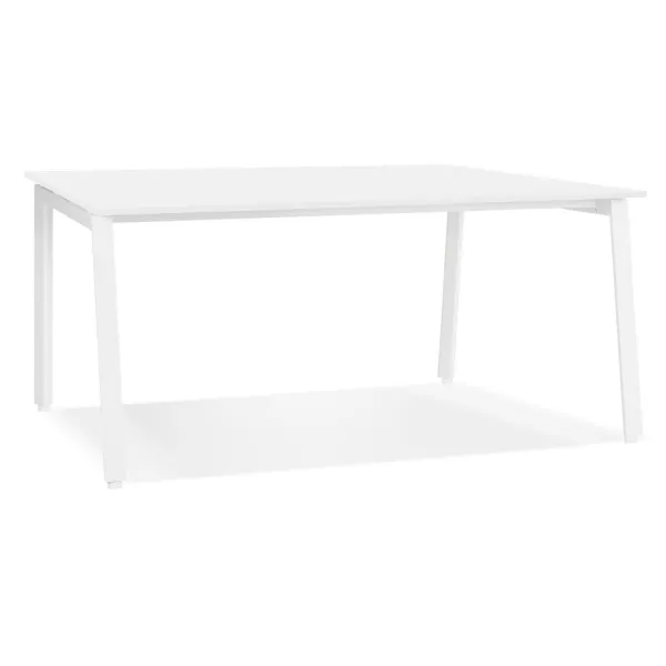 Bureau droit design AMADEUS bois et métal blanc - 160x80 cm