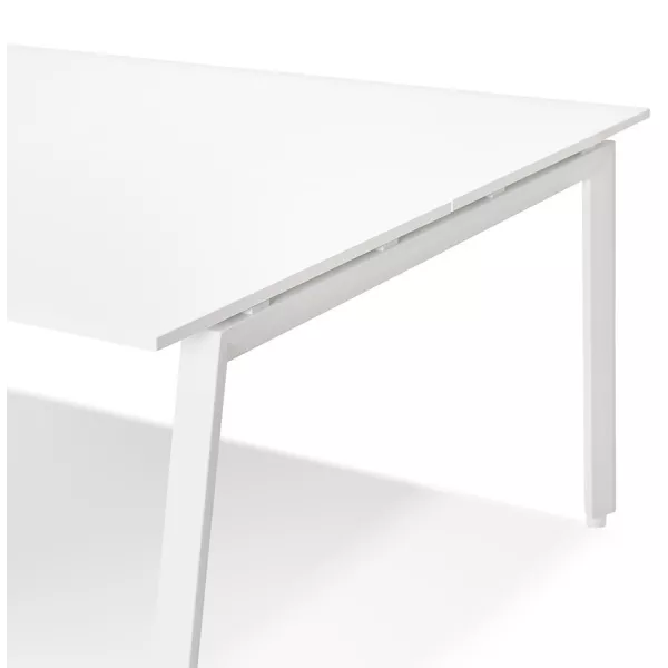 Bureau droit design AMADEUS bois et métal blanc - 160x80 cm