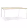 Bureau droit design AMADEUS bois finition naturelle et métal blanc - 160x80 cm